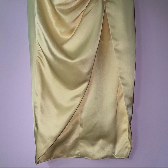 NEW Lavish Alice 4 Midi Cocktail Dress Cream Ruched Cowl Neckline - Picture 4 of 9
